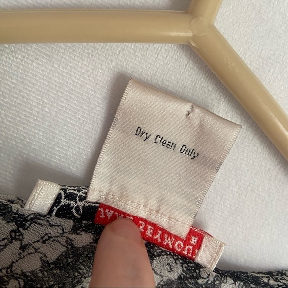 Floral Black White Silk See Through Sheer Long Sleeve Blouse Top Size 10 Vtg 90s - Picture 7 of 8